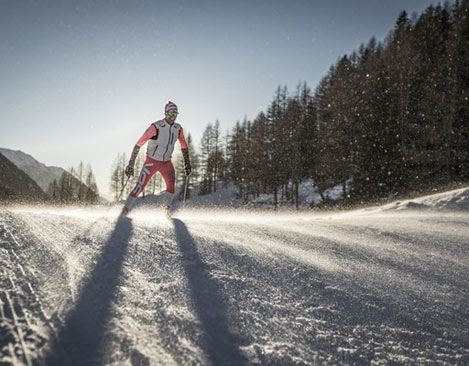 Langlauf Ski-Special, Skilangläufer auf der Loipe.